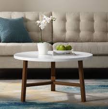30 Transitional Contemporary Mid Century Modern Round Coffee Table In White Marble Acorn Walker Edison Af30emctpc In 2020 Coffee Table Coffee Table Wood White Round Coffee Table