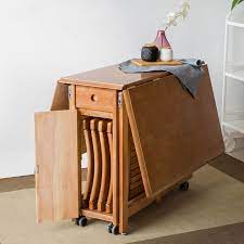 Place this expandable console table under you wall mounted tv to show off your travel pics and save precious floor space. Modern Space Saving Solid Wood Folding Dining Table Set With Chair Storage 5 Piece 58 Rectangle Dining Room Table In 2021 Space Saving Dining Table Folding Dining Table Small Dining Table