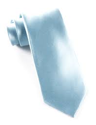 Baby Blue Solid Satin Tie Tie Bar