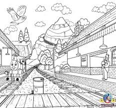 In this model, a train os a coloring page is passing through a train station, but it dont stops because it is a freight train. Railway Station Coloring Pages To Print And Color