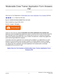 The application, i had to go on the internet to go and i forgot what i went on to. Mcdonalds Crew Trainer Application Form Answers Fill Online Printable Fillable Blank Pdffiller
