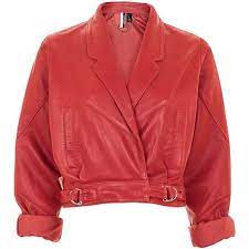 Topshop Cropped Leather Jacket 2 105 Mxn Liked On Polyvore Featuring Outerwear Jackets Topshop Red Red Leather Jacket Cropped Leather Jacket 80s Jacket