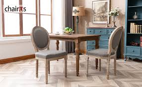 Top 6 dining room chairs. Amazon Com Chairus French Dining Chairs Distressed Elegant Tufted Kitchen Chairs With Carving Wood Legs Round Back Set Of 2 Gray Chairs