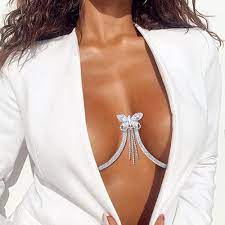 Amazon.com: StoneFans Heart Rhinestone Chest Bracket Bra Chain Sexy Body  Chains for Women Bikini Crystal Chest Chain Bra Beach Body Jewelry Harness  (Butterfly) : Clothing, Shoes & Jewelry