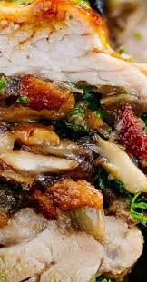 Juicy Stuffed Pork Tenderloin Loaded With Mushrooms And Bacon This Pork Roulade Looks Fancy But It S An Easy Pork Loin Recipes Best Pork Recipe Pork Recipes