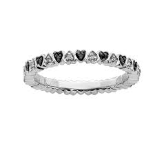 Black And White Diamond Shaped Logo Simply Stacks Sterling Hearts Black White Diamond Band Qvc Com With Images White Diamond Band Diamond Bands Heart Shaped Diamond