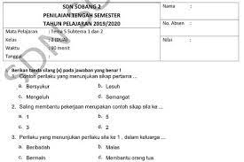 Soal Pts Kelas 2 Tema 5 Subtema 1 Dan 2 Pendidikan Kurikulum Belajar