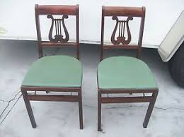 2 Vintage Mid Century Modern Music Note Back Stakmore All Wood Folding Chairs Wood Folding Chair Chair Folding Chair