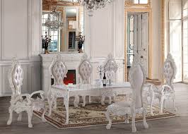 Hd 13012 White Pearl Silver Finish Dining Set Homey Design Victorian European Classi Minimalist Dining Room Formal Dining Room Sets Formal Dining Room Table