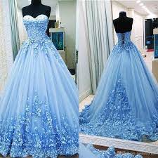 Feel like a princess on your wedding day wearing this voluminous ball gown wedding dress! Light Blue Long Ball Gown Wedding Dresses Sweetheart Wedding Dresses Appliques And Embroidery Wedding Dresses Lace Up Wedding Dresses Typ0066 Ball Dresses Prom Dresses Quinceanera Dresses Blue