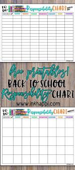 Printable Back To School Responsibility Chart