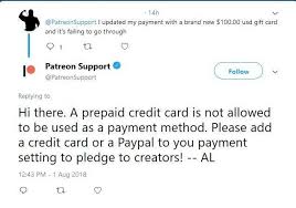 Use credit card to buy prepaid card. Patreon No Longer Accepts Take Prepaid Visa Mastercards Patreon