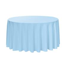 120 Inch Light Blue Polyester Round Tablecloths For Weddings Bridal Tablecloths