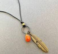 Custom Feather Pendant Necklace: Bohemian Stone Jewelry ...