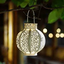 Amazon Com Maggift 2 Pack Hanging Solar Lights Outdoor Solar Lights Retro Hanging Solar Lantern With Handle 6 Lumens White Home Improvement