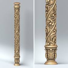 3d Model Carved Column Pillar Design Wooden Pillars Carving
