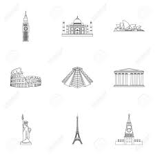 Sehenswurdigkeiten Der Lander Der Welt Beruhmte Gebaude Und Denkmaler Der Verschiedenen Lander Und Stadte Landerikone In Der Satzsammlung Auf Entwurfsartvektorsymbol Vorratillustration Lizenzfrei Nutzbare Vektorgrafiken Clip Arts Illustrationen