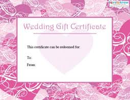 printable wedding gift certificates