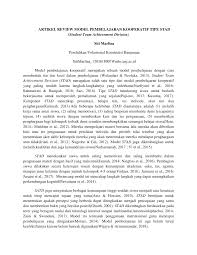 Pdf Artikel Review Model Pembelajaran Kooperatif Tipe Stad Student Team Achievement Division