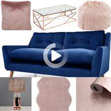 Featuring a delicate floral motif set amongst flowing ornate detailing, this piece is complete in modern rose gold, creating a fresh take on a classic design. Navy Blush Rose Gold Living Room Idea Rose Gold Room Decor Blue And Gold Living Room Blue And Copper Living Room