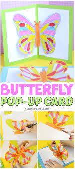 Next, pick a piece of thick cardstock that is slightly larger than the template, tape them together, and fold them in half along the dotted line of the template. Diy Butterfly Pop Up Card With A Template Easy Peasy And Fun