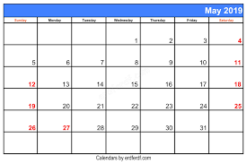 Blank May 2019 Calendar Printable Right Header Calendar Printables Free Calendar Template Calendar Template