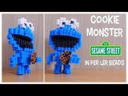 3d Perler Bead Cookie Monster Sesame Street Perler Beads 3d Perler Bead Monster Cookies