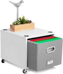 Birdrock Home Rolling File Cabinet With 1 Lateral Drawer Decorative Storage Shelf For Blankets Books Files Magazines Toys Etc Removable Bin With Handles Under Desk Office Living Room Home