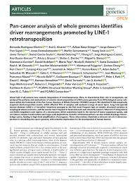 Varo f., moreno t., lara a., salamanca p. Pdf Pan Cancer Analysis Of Whole Genomes Identifies Driver Rearrangements Promoted By Line 1 Retrotransposition