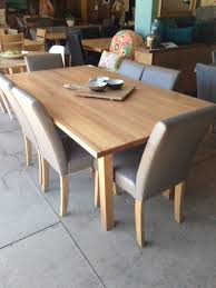 Alpine Oak Dining Table Pictured Here With 6 Low Back Leather Chairs In Taupe Timber Stained In Antique Natural Dining Oak Dining Table Dining Table