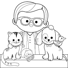 Color the nicest, funniest, largest, most beautiful, nicest, and most beautiful catdog with your most beautiful colors! Veterinarian And Pets Coloring Book Page Stock Vector Illustration Of Hamster Puppy 97077775