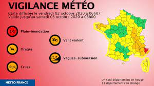 Météo france a placé 25 départements en vigilance orange en raison des risques d'orage, accompagnés de grêle et de fortes rafales de vent, attendus à partir de 15h. Les Alpes Maritimes En Vigilance Rouge Pluies Inondations