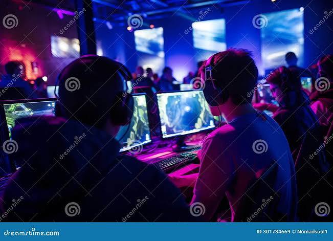 Teenagers Playing Video Games in Computer Club. Generative AI Stock Image - Image of competitive, strategy: 301784669