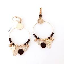 Boucles D Oreille Sasha Coloris Noir Dore Bijoux Boucles D Oreilles Boucles D Oreilles Noires Boucles D Oreilles Faites Main