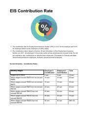 Mizuho corporate bank (malaysia) berhad (24) ocbc bank (25) public bank (26) rhb bank (27) royal bank of scotland (28) standard chartered bank (29) sumitomo mitsui bank (30) united overseas bank : Eis Contribution Rate Pdf Eis Contribution Rate U25fe The Contribution Rate For Employment Insurance System Eis Is 0 2 For The Employer And 0 2 For Course Hero