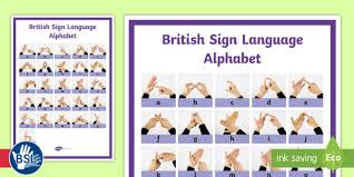 A left handed man shows you how to. British Sign Language Bsl Alphabet Signer S View Display Poster