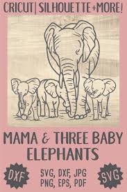 Download Mama And Three Baby Elephants Clipart Svg Cricut Silhouette Etsy Elephant Svg Baby Elephant Third Baby