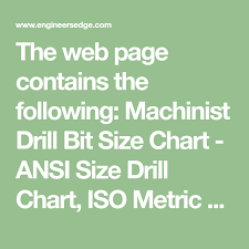 The Web Page Contains The Following Machinist Drill Bit