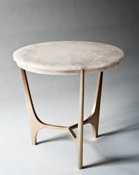 Hand Cast Solid Bronze Base Solid White Quartz Top Contemporary Side Tables Furniture Side Tables Bronze Side Table