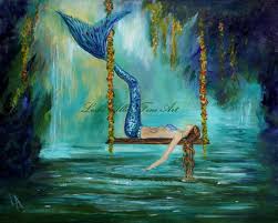 Mermaid Painting Acrylic Mermaids Fantasy Lagoon Peaceful Serene Calming Original Painting Mermai Mermaid Painting Mermaid Wall Art Mermaid Paintings Acrylic