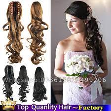 The latest trend for long hair is the side ponytail hairstyles seen at n.y. Claw Clip Curly Side Ponytail Wedding Bride Hair Bridal Braids Wedding Hairstyles With Ponytails Natural Hair Clip In Ponytail Hair Clip Flower Clip In Indian Remy Hairhair Clip Vintage Aliexpress