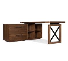 Elegant shape design, matchs home decor and offices. Daniel L Shape Desk With File Cabinet Pottery Barn