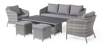 The handy height adjustable tables allow you to switch between a casual dining table and coffee table which means you aren't limited to one type of dining experience. Santorini Sofa Dining Set With Rising Table Sussex Grange Furniture