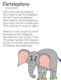 Poem Eletelephony By Laura Richards Poetry For Kids Funny Poems For Kids Kids Poems