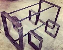 Solid Oak Wood Dining Table Tube Steel Legs Rectangular And Etsy In 2020 Farmhouse Table Legs Metal Table Base Dining Table Legs