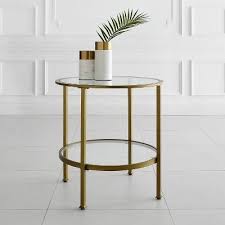 Aimee End Table Gold Crosley In 2020 Glass Side Tables Side Table Glass Top End Tables