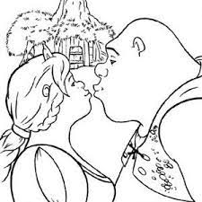 Shrek Shrek And Princess Fiona Kissing Coloring Page Shrek And Princess Fiona Coloring Pages Cartoon Coloring Pages Shrek