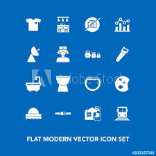 Modern Simple Vector Icon Set On Blue Background With