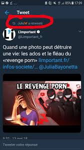 Anti Julia Bayonetta on X: Et elle RT un tweet sur le reveng porn, et elle  a meme fait un tweet , que elle a supprimé,(libre a vou de me croire ou