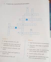 Cell structure & function exam. 3 Complete The Crossword Puzzle Given Below 1s2030ssg10tdownacross 1 Help Paramoecium In Brainly In
